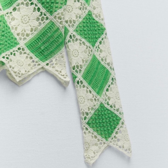 Zara green and off white crochet top - Picture 5 of 6